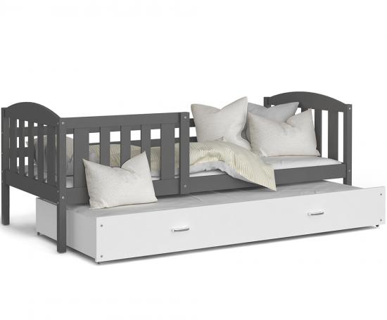Detská posteľ KUBU P2 190x80 cm SIVÁ-BIELA
