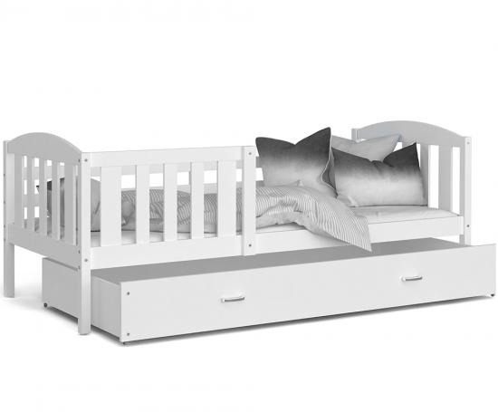 Detská jednolôžková posteľ KUBU P 160x80 cm BIELA-BIELA