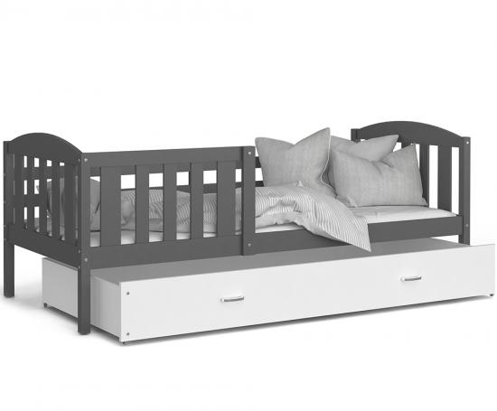 Detská jednolôžková posteľ KUBU P 160x80 cm SIVÁ-BIELA