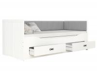 Detská rozkladacia posteľ HERMES 80x200 cm biela/sivá s matracom a prístelkou