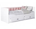 Detská rozkladacia posteľ HERMES 80x200 cm biela/ružová s matracom a prístelkou