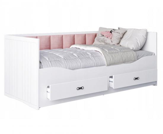 Detská rozkladacia posteľ HERMES 80x200 cm biela/ružová s matracom a prístelkou