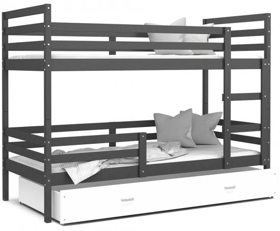 Detská posteľ JACEK 80x190 cm SIVÁ-BIELA