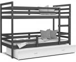 Detská posteľ JACEK 3 80x190 cm SIVÁ-BIELA