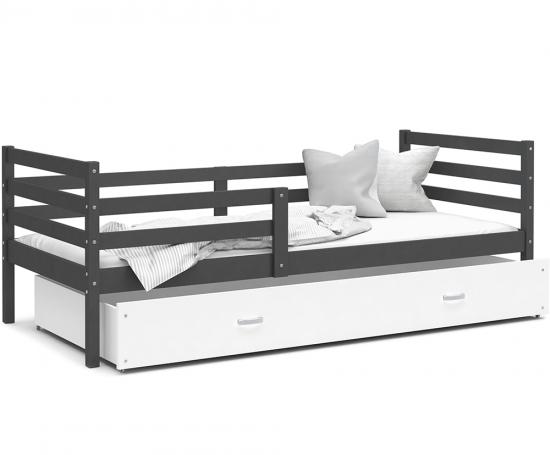 Detská jednolôžková posteľ JACEK P 200x90 cm SIVÁ-BIELA