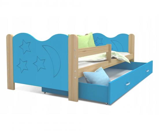 Detská jednolôžková posteľ MIKOLAJ 160x80 cm BOROVICA-MODRÁ