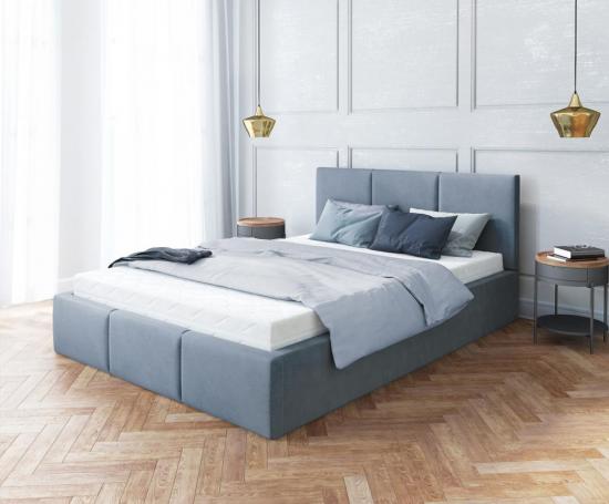 Luxusná manželská posteľ AMBER 140x200 Sivá Trinity s úložným priestorom a dreveným roštom