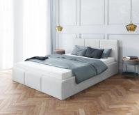 Luxusná manželská posteľ AMBER 160x200 Biela Trinity s úložným priestorom a dreveným roštom