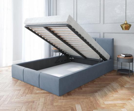 Luxusná manželská posteľ AMBER 160x200 Sivá Trinity s úložným priestorom a kovovým roštom