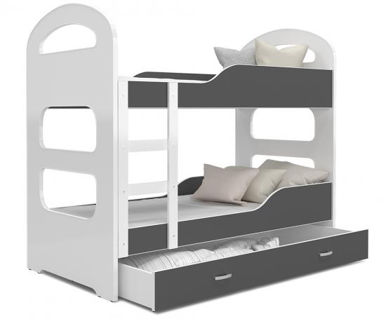 Detská posteľ DOMINIK 190x80 so zásuvkou BIELA-SIVÁ