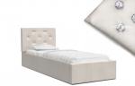 Luxusná manželská posteľ CRYSTAL krémová 90x200 s kovovým roštom