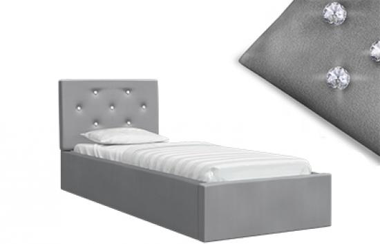 Luxusná manželská posteľ CRYSTAL šedá 90x200 s kovovým roštom