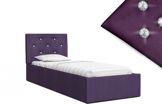 Luxusná manželská posteľ CRYSTAL fialová 90x200 s kovovým roštom