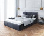 Luxusná manželská posteľ AMBER 160x200 Čierna Trinity s úložným priestorom a dreveným roštom