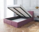 Luxusná posteľ AMBER 90x200 Fialová Trinity s úložným priestorom a kovovým roštom