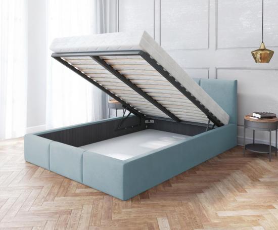 Luxusná posteľ AMBER 90x200 Mätová Trinity s úložným priestorom a kovovým roštom