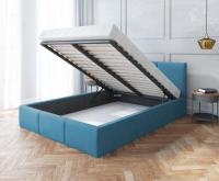 Luxusná posteľ AMBER 90x200 Tyrkysová Trinity s úložným priestorom a kovovým roštom