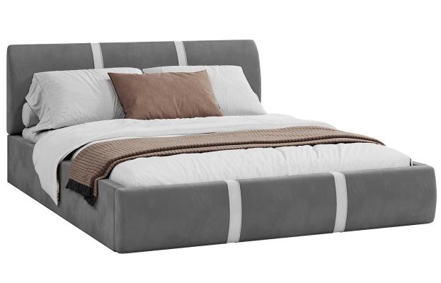 Čalúnená manželská posteľ PLATINUM grafit biela 140x200 Trinity s dreveným roštom
