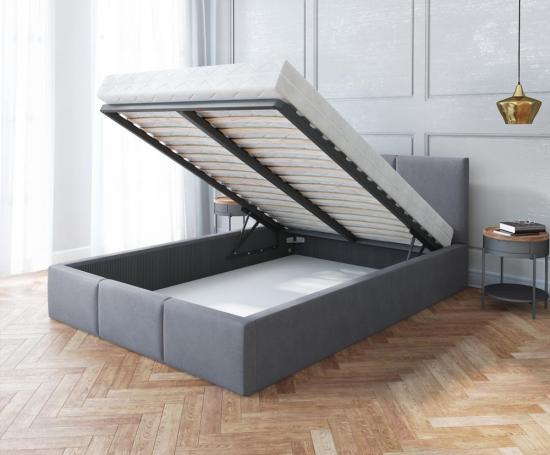 Luxusná manželská posteľ AMBER 140x200 Grafit s úložným priestorom a kovovým roštom