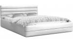 Luxusná manželská posteľ TOPAZ biela 160x200 z eko kože s kovovým roštom