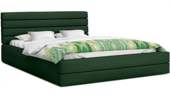 Luxusná manželská posteľ TOPAZ tmavo zelená 140x200 semiš s kovovým roštom