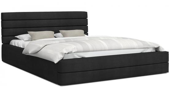 Luxusná manželská posteľ TOPAZ čierna 160x200 z eko kože s kovovým roštom