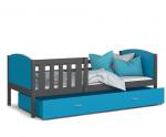 Detská posteľ TAMI P 80x160 cm so šedou konštrukciou v modrej farbe so šuplíkom