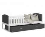 Detská posteľ TAMI P 80x160 cm s bielou konštrukciou v šedej farbe so šuplíkom