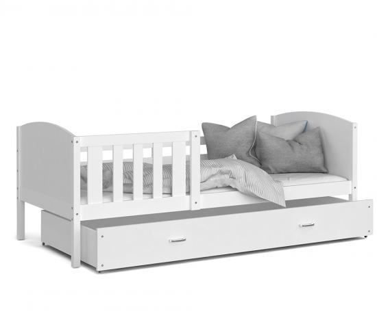 Detská posteľ TAMI P 80x160 cm s bielou konštrukciou v bielej farbe so šuplíkom