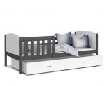 Detská posteľ TAMI P 80x190 cm so šedou konštrukciou v bielej farbe so šuplíkom