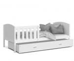 Detská posteľ TAMI P 90x200 cm s bielou konštrukciou v bielej farbe so šuplíkom