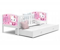 Detská posteľ TAMI P2 80x190 cm v bielej farbe s motívom mačičky