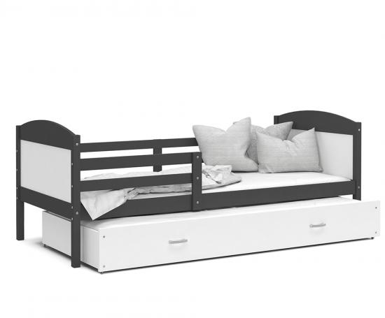 Detská posteľ MATYAS P2 90x200 cm SIVÁ-BIELA
