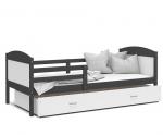 Detská jednolôžková posteľ MATYAS P 190x80 cm SIVÁ-BIELA