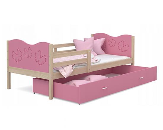 Detská jednolôžková posteľ MAX P 160x80 cm BOROVICA-RUŽOVÁ