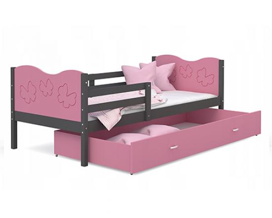 Detská jednolôžková posteľ MAX P 160x80 cm SIVÁ-RUŽOVÁ