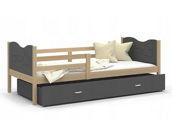 Detská jednolôžková posteľ MAX P 190x80 cm BOROVICA-SIVÁ