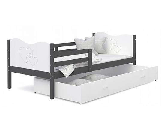 Detská jednolôžková posteľ MAX P 190x80 cm SIVÁ-BIELA