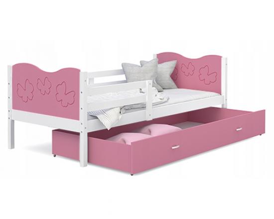 Detská jednolôžková posteľ MAX P 200x90 cm BIELA-RUŽOVÁ