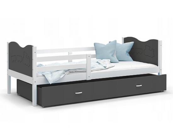 Detská jednolôžková posteľ MAX P 200x90 cm BIELA-SIVÁ