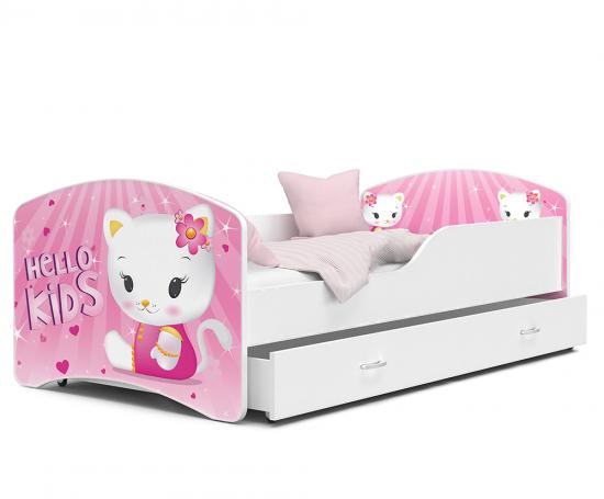 Detská posteľ IGOR Hello Kids Mačka 80x180 cm BIELA