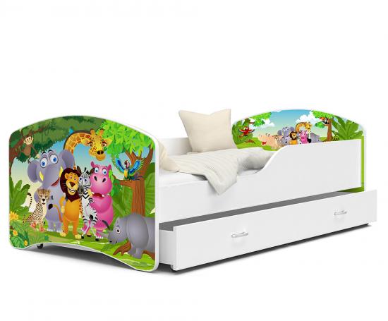 Detská posteľ IGOR Zvieratka z Jungle 80x180 cm BIELA