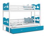 Detská poschodová posteľ MAX 3 200x90cm BIELA-MODRÁ
