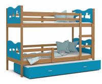 Detská poschodová posteľ MAX 3 200x90cm JELŠA-MODRÁ
