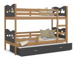 Detská poschodová posteľ MAX 3 200x90cm JELŠA-SIVÁ
