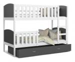 Detská poschodová posteľ TAMI 80x190 cm s bielou konštrukciou v šedej farbe
