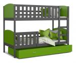 Detská poschodová posteľ TAMI 80x190 cm so šedou konštrukciou v zelenej farbe