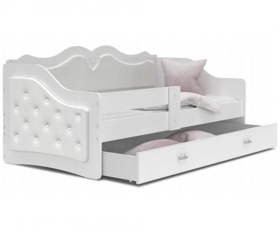 Detská posteľ LILI 80x160cm s bielou konštrukciou a s bielym čalúnením