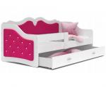Detská posteľ LILI 80x160cm s bielou konštrukciou a s červeným čalúnením