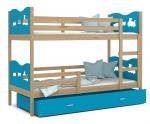 Detská poschodová posteľ MAX 160x80cm BOROVICA-MODRÁ